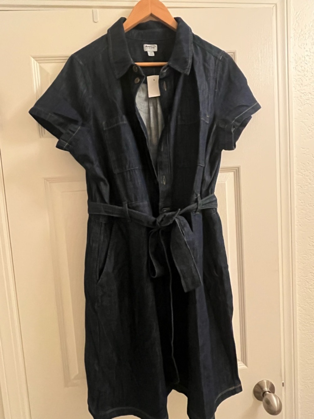 Jcrew Factory Blue Denim Shirt Dress with Waist Tie